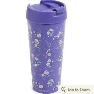 New Vera Bradley Wild Roses Purple Floral Travel Mug 16oz #165